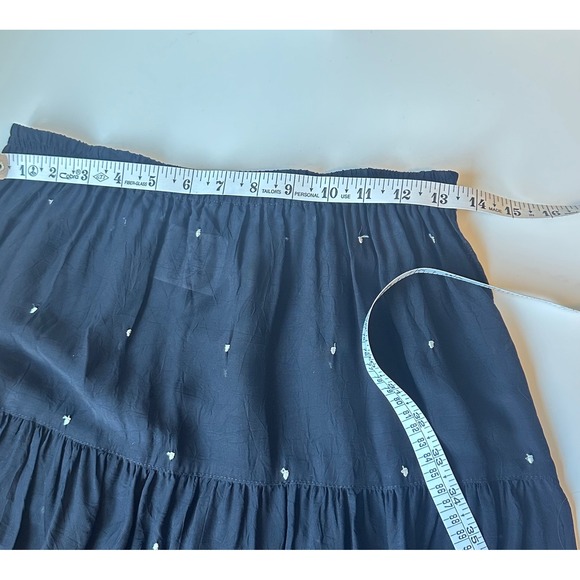 Vtg Biya Johnny Was Sheer Embroidered Midi Skirt Black Boho Y2K Festival Size S - Picture 5 of 6